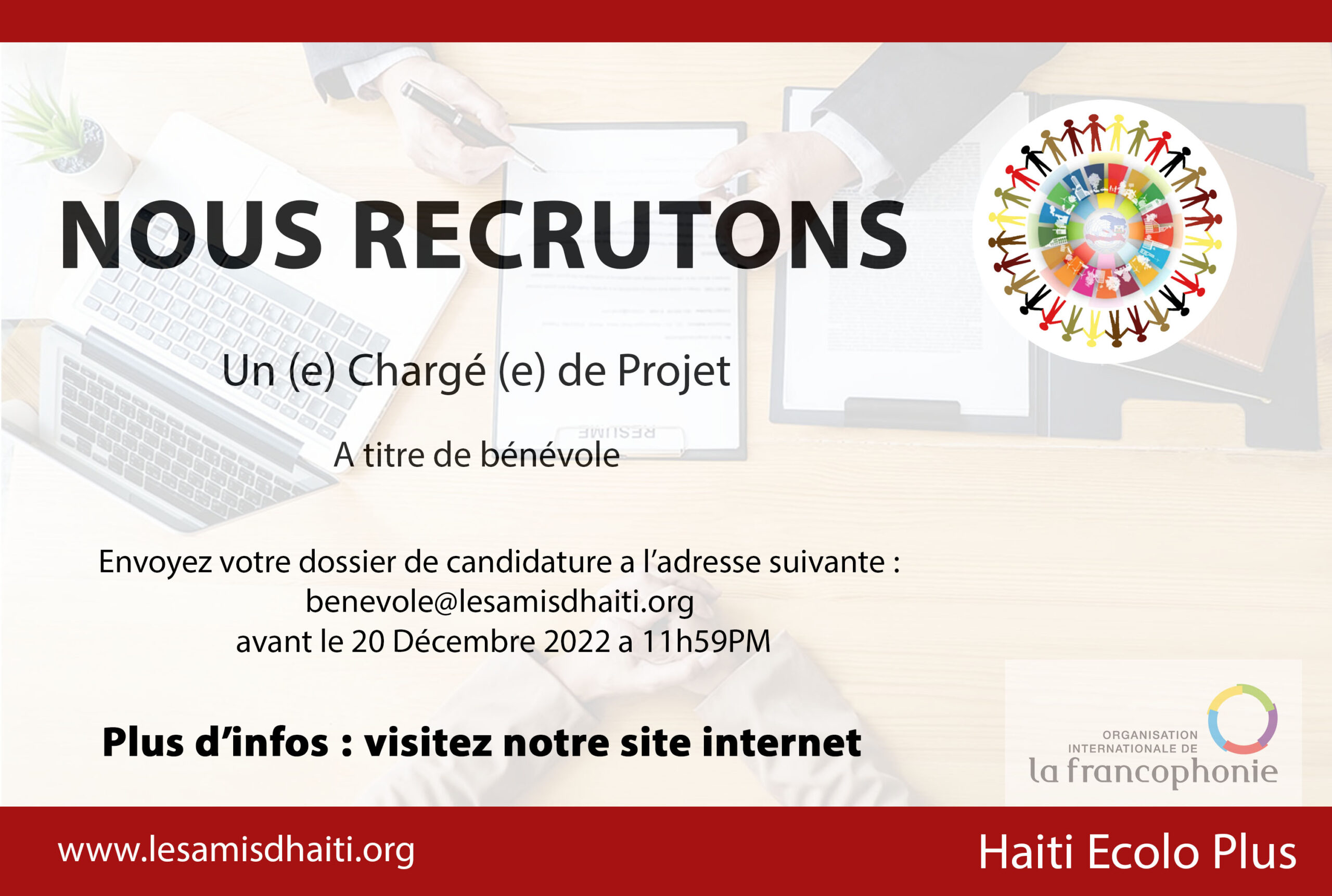 AVIS DE RECRUTEMENT D'UN CHARGE DE PROJET